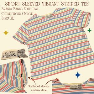 Basic Editions Vibrant Striped Short Sleeve Tee